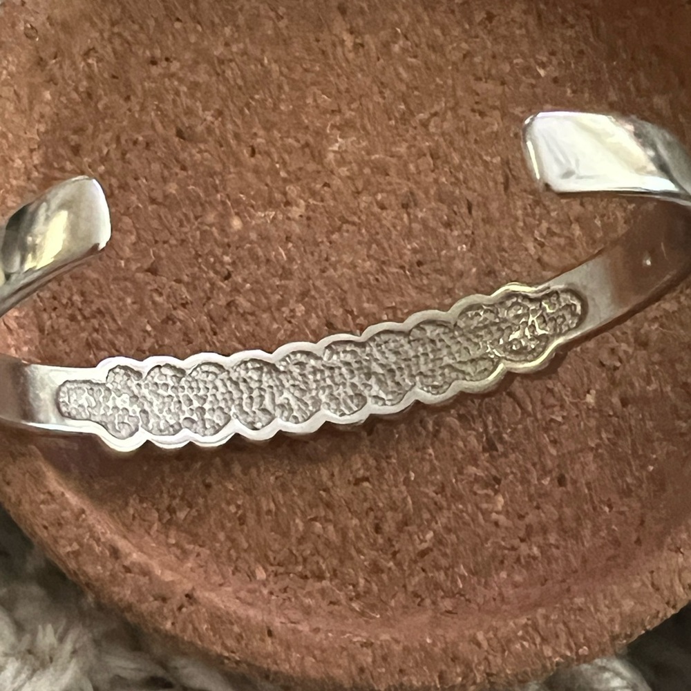 Native American Sterling Silver Zuni Heart Cuff Bracelet with Turquoise - Picture 4 of 9